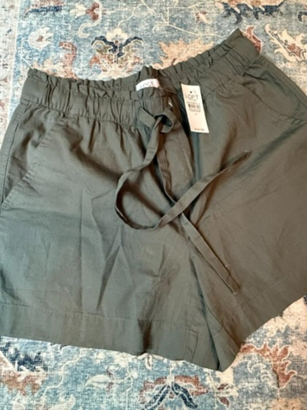 (2 for $25) LOFT Paperbag Waist Shorts - Olive Green - S - NWT